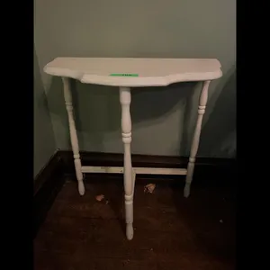 White Half Moon Turned Leg Console Table