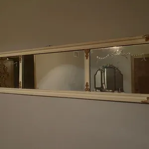 Vintage Cream Etched Glass Mirror Ornate Frame