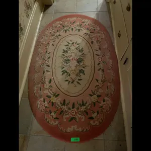 Pink Floral Oval Accent Rug