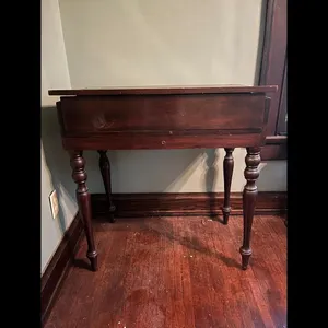 Antique Dark Brown Wood Writing Desk Drawer