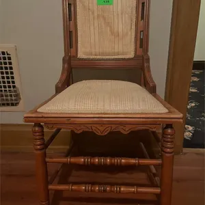 Vintage Wooden Chair Upholstered Seat Brown