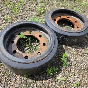 (2) 5" Wide MidRoller Bogie Wheel for John Deere Rowcrop Tractors Series 8020T, Cast Bolt-On(Poly) [