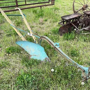 VINTAGE HORSE DRAWN BREAKING PLOW w/ WOODEN HANDLES