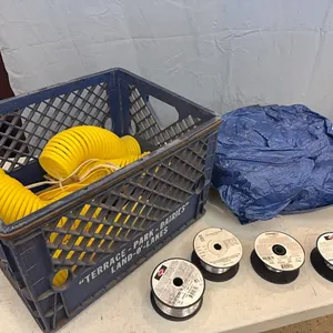 Tarp, air hose, welding wire