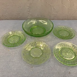 Green Plates & Bowl