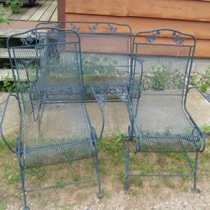 Metal Patio Bench And (2) Chairs