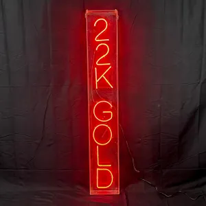 VINTAGE "22K GOLD" VERTICAL RED NEON SIGN 6FT X 1FT