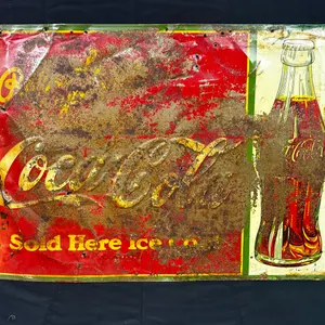 40's-50's COCA-COLA "SOLD HERE ICE COLD" TIN SIGN 2FT3 X 1FT7