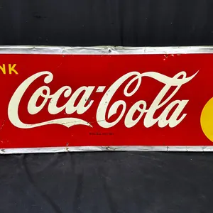 VINTAGE 1946 "DRINK COCA-COLA" METAL SIGN 4FT6 X 1FT6