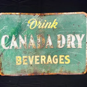 1940's-50's CANADA DRY "DRINK CANADA DRY BEVERAGES" TIN SIGN 2FT3 X 1FT7