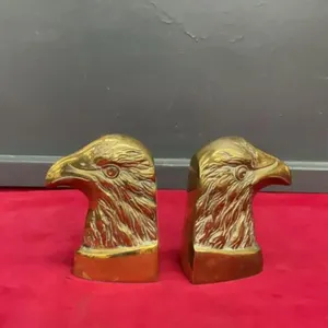 BRASS EAGLE HEAD BOOKENDS