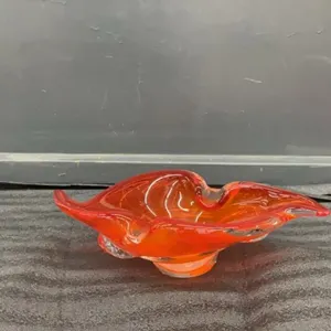 VINTAGE HEAVY GLASS ORANGE DECOR PIECE