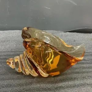 VINTAGE SHELL SHAPED HEAVY GLASS DECOR PIECE