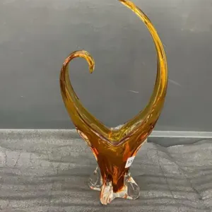 VINAGE HEAVY GLASS DECOR PIECE - AMBER COLOR
