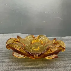 VINTAGE HEAVY GLASS BOWL - AMBER