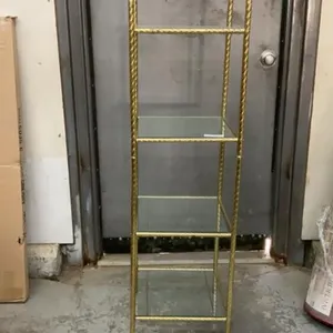 BRASS SHELF W/ GLASS SHELVING