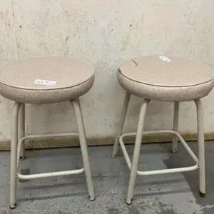 (2) VINYL COVERED STOOLS - METAL FRAMES