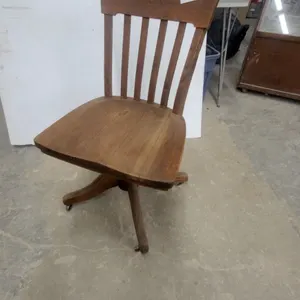 Antique Krug. Oak Spindle-Back Swivel Office Chair with Casters
