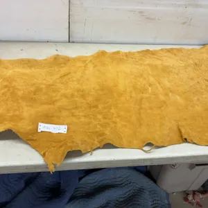 Yellowish-Tan Suede Leather Deer Half Hide, Approximately 24 x 61"