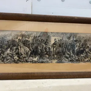 Framed Engraving "Waterloo: La Belle Alliance" After Denis Auguste Marie Raffet, 23 x 56 1/2"