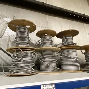 APPROX 7 REELS OF ASSORTED INDUSTRIAL TECH CABLE, SMALL SPOOL OF ELECTRICAL CABLE & REEL OF PLASTIC