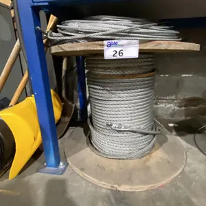 LARGE SPOOL OF INDUSTRIAL BRAIDED CABLE & GROUP OF ASSORTED BRAIDED CABLE