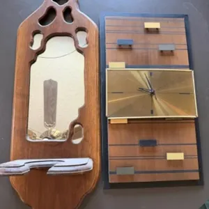 Wall Clock and Kerosine Lamp Holder(Broken Mirror)
