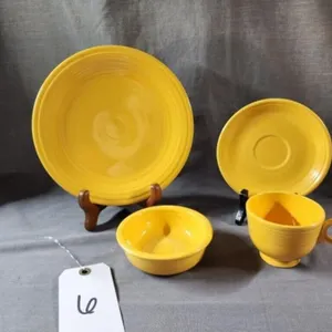 Fiesta Ware Yellow Plate, Saucer, Fruit Bowl & Mug