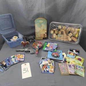Kids Toys, Pokemon Cards, Wood Blocks, Vtg Noise