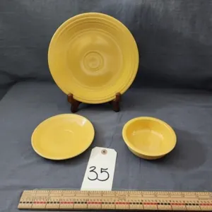Fiesta Ware Yellow Dinner/Salad Plates and Bowl