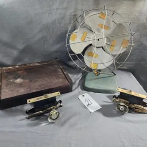 VTG Metal Fan and Antique Crystal Door Knob Sets