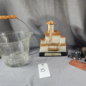Glass Basket, VTG Jim Beam Whiskey Decanter