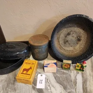 Black Speckled Enamelware & Collectibles