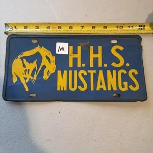 HHS Mustangs license plate some small damage