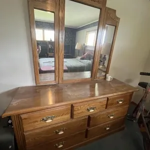oak wood bedroom dresser with a detachable