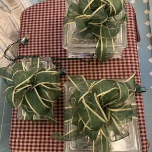 decorated glass block lights. shaped like a