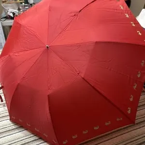 Umbrella red with gold whales
