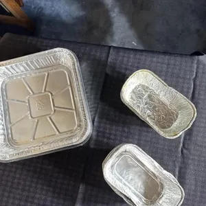 Assorted baking disposable tins. 3 -8x8 and 9 -