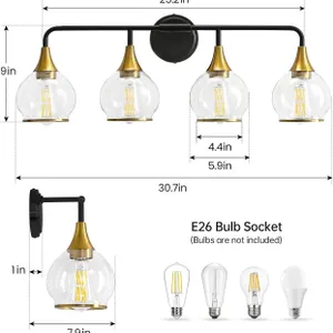 NEW $155 Black and Gold Bathroom Vanity Light