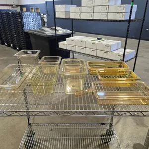 Assorted Cambro H-Pan Amber Polycarbonate Food Pans and Lids