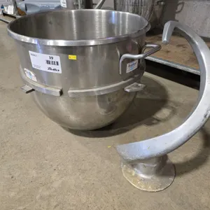 Stainless Steel Mixer Bowl and Dough Hook Attachment