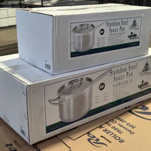 (2) Update International SSP-4, SSP-10 Stainless Steel Sauce Pans With Lids, 4.5 Quart, 10 Quart