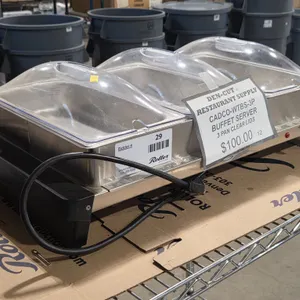 Cadco WTBS-3P Buffet Server With 3 Pan Clear Lids