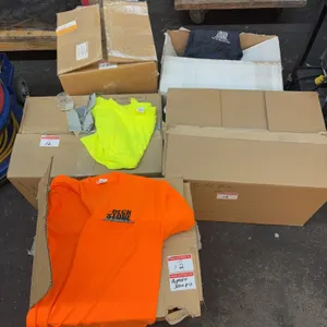 Bulk Promotional Merchandise Lot – Printed T-Shirts & Wooden Display Tubes