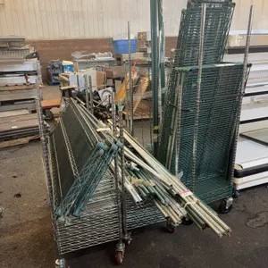 Commercial Wire Shelving Lot on Casters – Green Epoxy Racks, Posts & Accessories