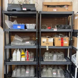 Commercial Cambro Shelving Units w/ Assorted Kitchenware – Cups, Pitchers & Accessories