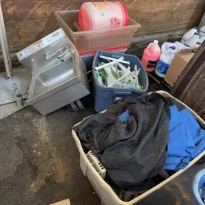 Commercial Emergency Eyewash Sink w/ Utility Bins, Cleaning Supplies & Hardware – Mixed Lot