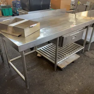 Large Stainless Steel Commercial Prep Table w/ Drawer, Backsplash & Undershelf