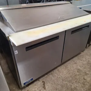 Commercial SS 2-Door Refrigerator and Prep Table, Model AMT60R, 115V, 7.5A, 61"x35.5"x43"