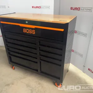 Unused Boss Wheeled Tool Trolley, 523pcs Tool Kit, Worktop (Black) 